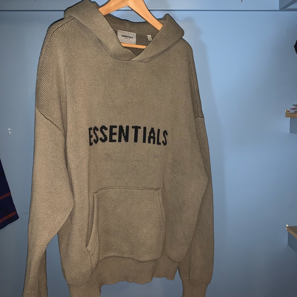 Authentic essentials knit hoodie for sale.